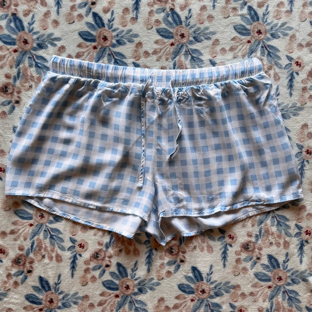 Blue+white plaid forever 21 pajama shorts